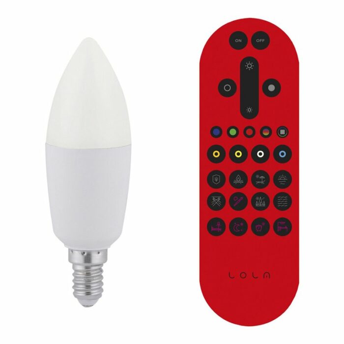 LED Smart Light Bulb Candle 6W = 40W E14 mat RGB + CCT + dæmpbar App inkl. fjernbetjening