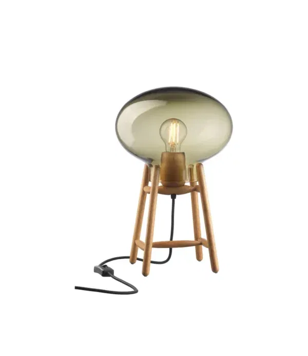 FDB Møbler U4 Hiti bordlampe – Eg og røgfarvet glas i skandinavisk design