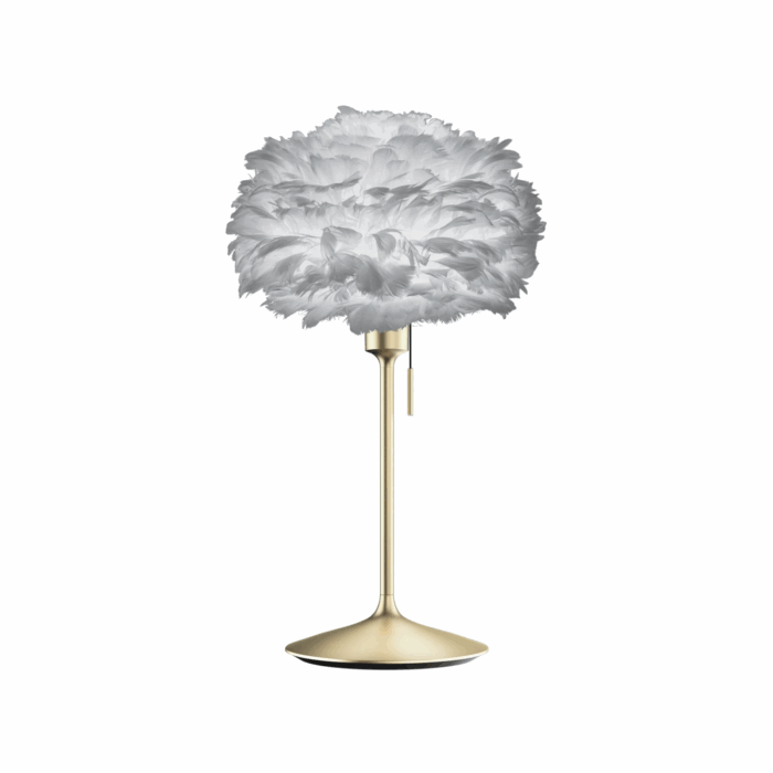 UMAGE Eos Evia Mini Bordlampe – Lysegrå – inkl. Santé Bordfod i Børstet Messing