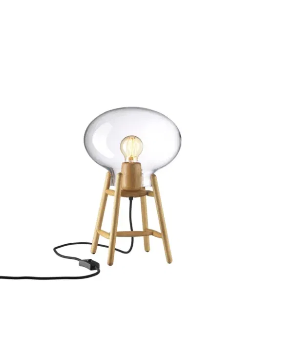 FDB Møbler U4 Hiti bordlampe – Eg og klart glas i skandinavisk enkelthed