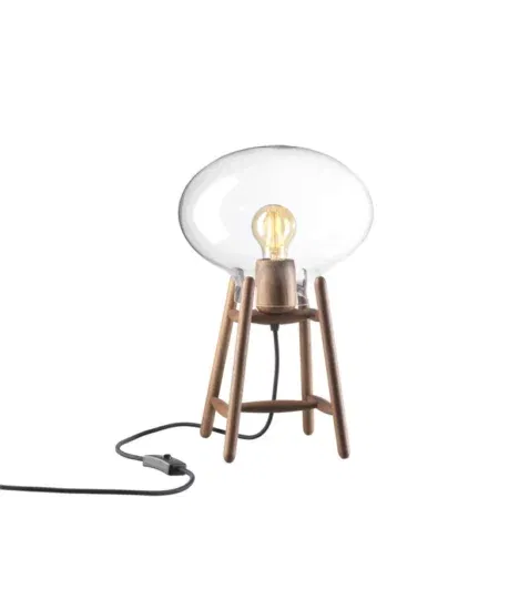 FDB Møbler U4 Hiti bordlampe – Valnød og klart glas i nordisk elegance