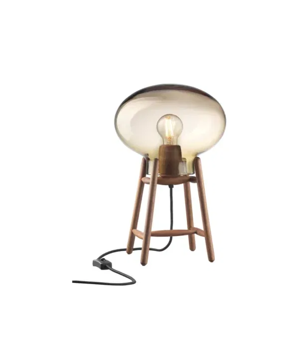 FDB Møbler U4 Hiti bordlampe – Valnød og ravfarvet glas i eksklusivt design