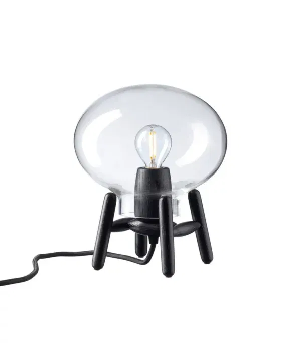 FDB Møbler U6 Hiti Mini bordlampe – sort eg og klart glas i tidløst nordisk design