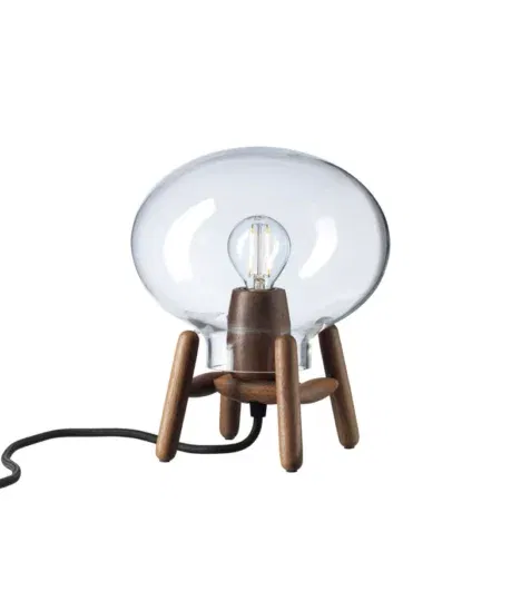 FDB Møbler U6 Hiti Mini bordlampe – valnød og klart glas i tidløst nordisk design
