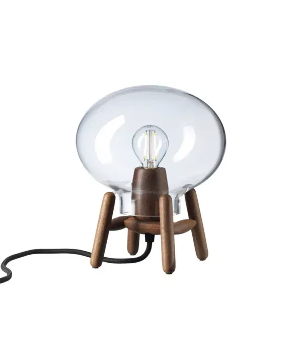 FDB Møbler U6 Hiti Mini bordlampe – valnød og klart glas i tidløst nordisk design