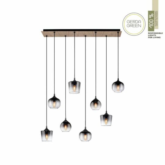 Paul Neuhaus pendellampe GERDA ZEA – moderne LED-design med røget glas og træ