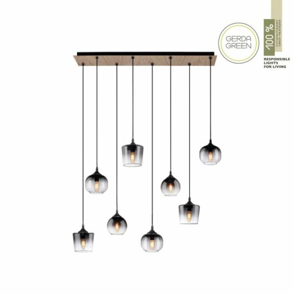 Paul Neuhaus pendellampe GERDA ZEA – moderne LED-design med røget glas og træ