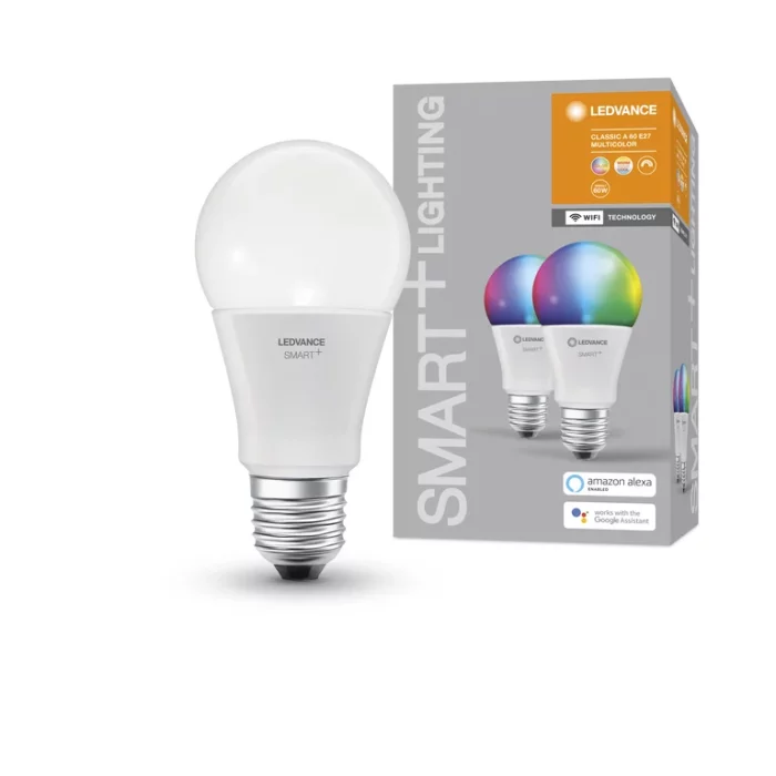 2 pak. Ledvance Pære Wifi smart & living E27 LED 9 Watt RGB & CCT Dæmpbar