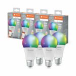 4 pak. Ledvance Pære Wifi smart & living E27 LED 9 Watt RGB & CCT Dæmpbar
