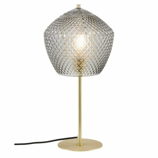 Nordlux Orbiform Bordlampe Messing – Eksklusivt design med røgfarvet glas