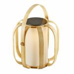 Nordlux Bob – Soldrevet Batterilampe i Bambus med 300 Lumen og Automatisk Tænding