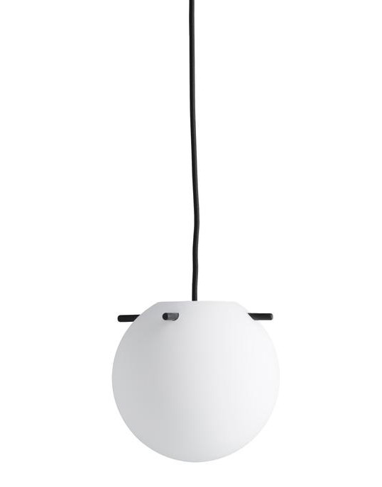 Frandsen Koi Pendant opalhvid glas pendel Ø25 cm med sorte stænger